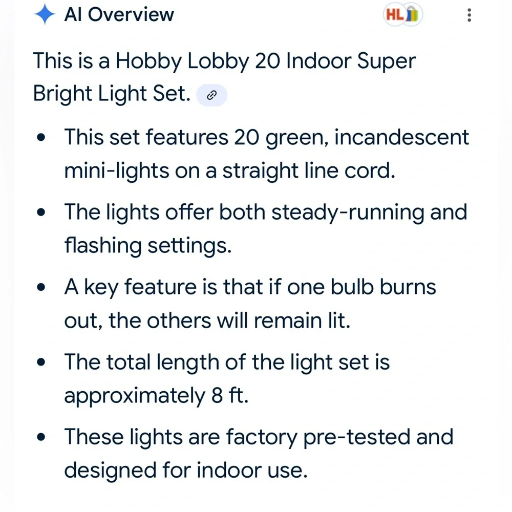 VTG 20 INDOOR SUPER BRIGHT LIGHT SET VIBRANT GREEN HOBBY LOBBY CHRISTMAS TREE